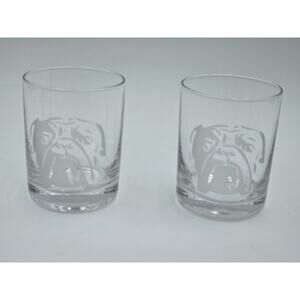 Williams Sonoma English Bulldog Rocks Glasses Set Of 2